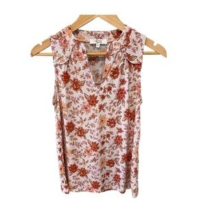 Beacon Apparel Split Neck Floral Blouse NWOT Size XS